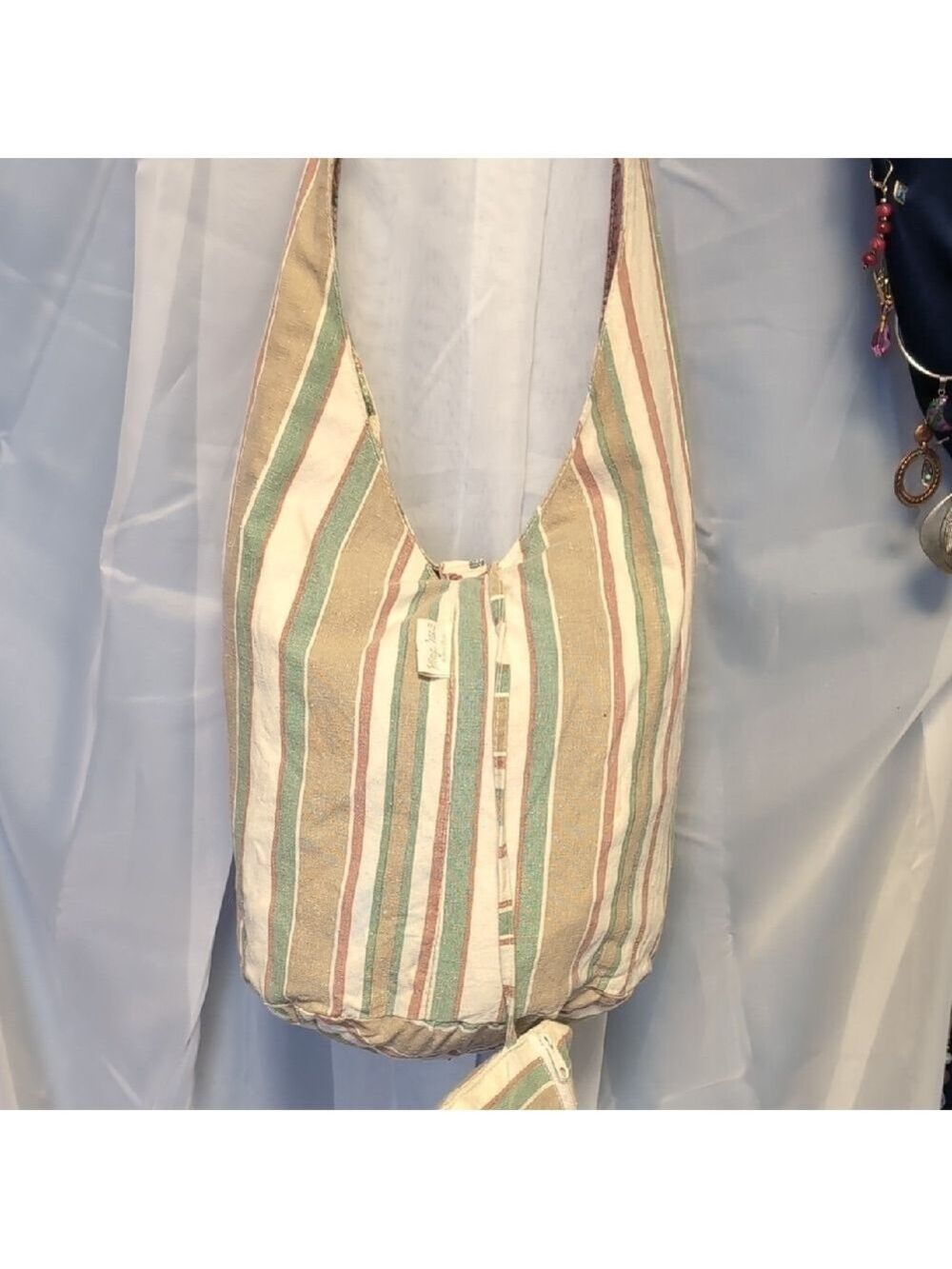 Floral OR Stripe Canvas Hobo Sling Bag - Picture 8 of 8